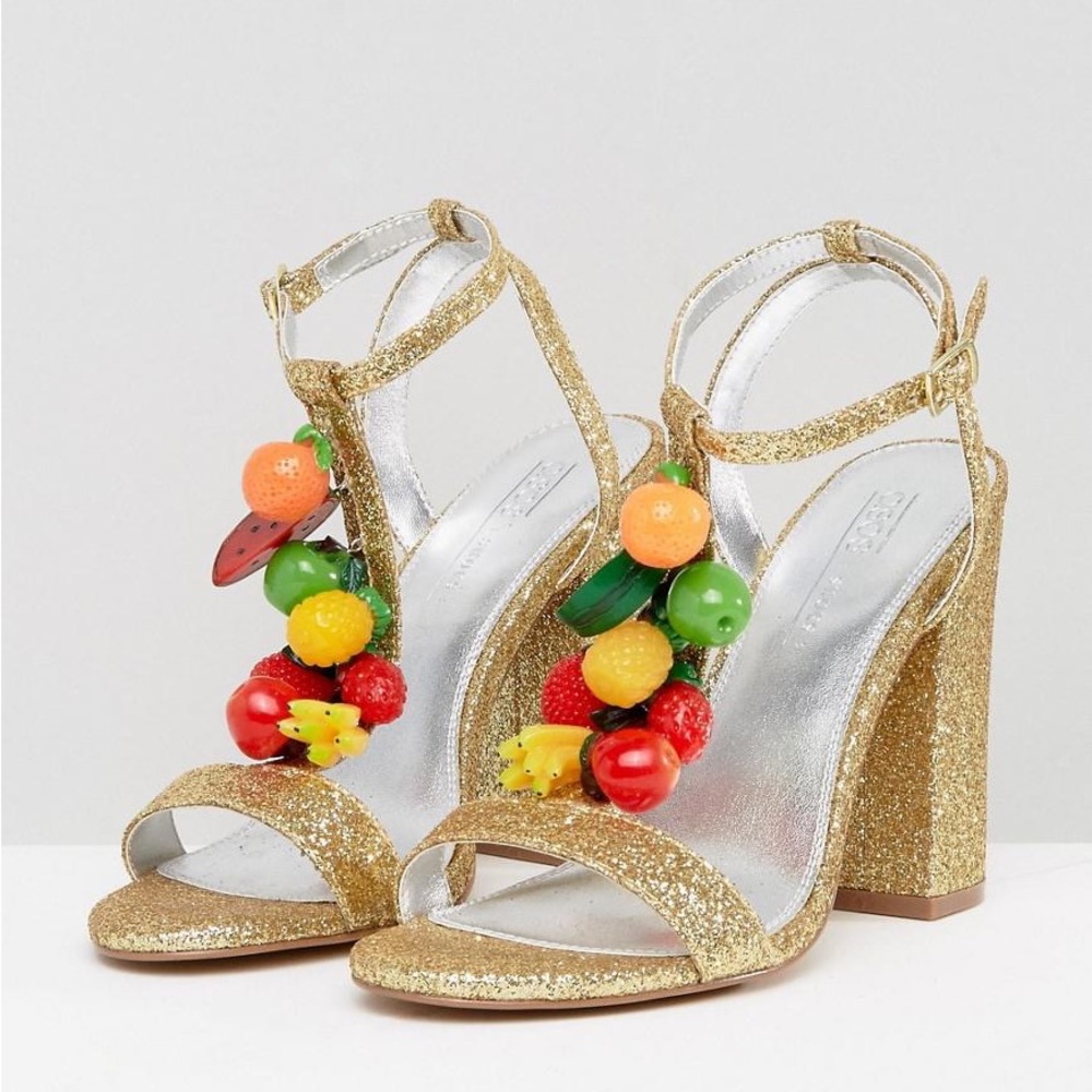 Gold FRUIT Heels 🍒🍋🍉